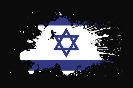Israel Flag With Grunge Effect Design. It will be used t-shirt graphics, print, poster and Background.のイラスト素材