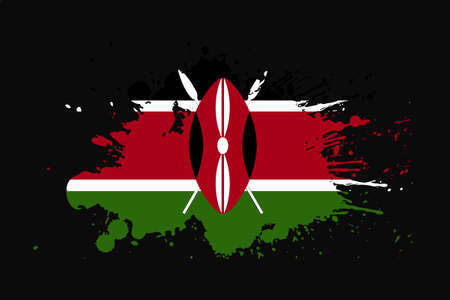 Kenya Flag With Grunge Effect Design. It will be used t-shirt graphics, print, poster and Background.のイラスト素材