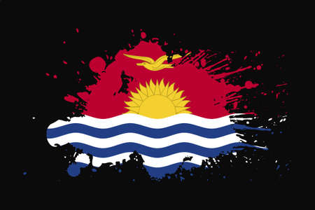 Kiribati Flag With Grunge Effect Design. It will be used t-shirt graphics, print, poster and Background.のイラスト素材