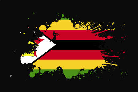 Zimbabwe Flag With Grunge Effect Design. It will be used t-shirt graphics, print, poster and Background.のイラスト素材