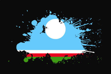 Sakha Republic Flag With Grunge Effect Design. It will be used t-shirt graphics, print, poster and Background.のイラスト素材