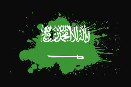 Saudi Arabia Flag With Grunge Effect Design. It will be used t-shirt graphics, print, poster and Background.のイラスト素材