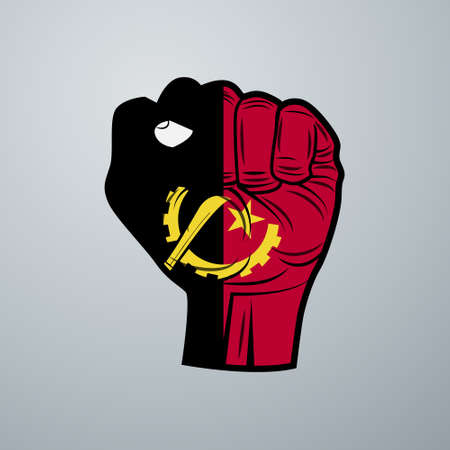 Angola Flag with Hand Design isolated on white background. Vector illustrationのイラスト素材