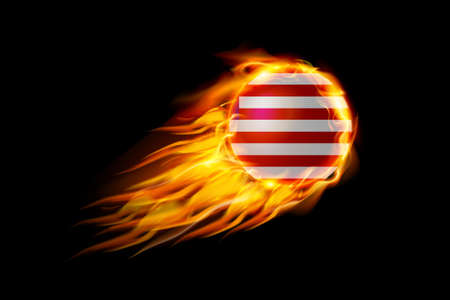 Liberia Flag With Fire Fire Ball Realistic Design isolated on black background. Vector illustrationのイラスト素材