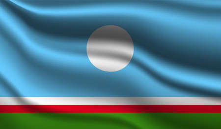Sakha Republic Realistic Modern Flag Design. Vector illustration. It will be used for background, texture or banner.のイラスト素材