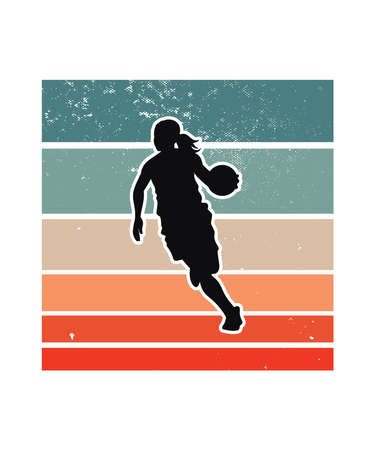 Basketball Retro Sunset Design template.のイラスト素材