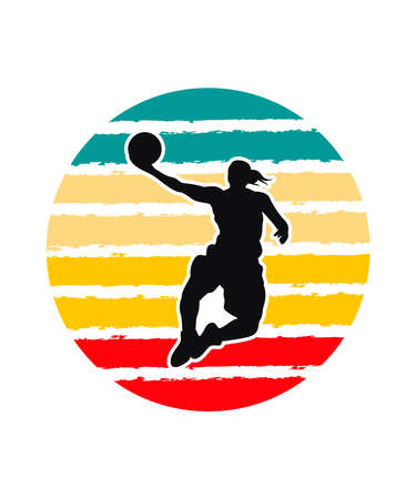 Basketball Retro Sunset Design template.のイラスト素材
