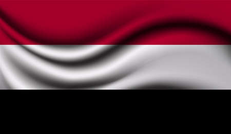 Yemen Realistic waving Flag Design. Vector illustration. It will be used for background, texture or banner.の写真素材