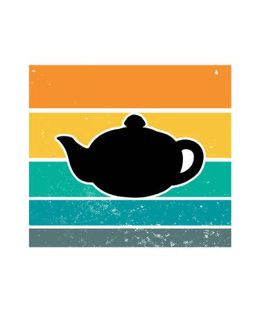 Coffee Retro Sunset Design template. Vector design template for logo, badges, t-shirt, POD and book cover. Isolated white background.のイラスト素材