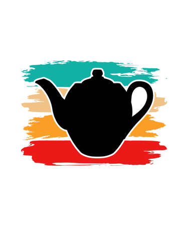 Coffee Retro Sunset Design template. Vector design template for logo, badges, t-shirt, POD and book cover. Isolated white background.のイラスト素材