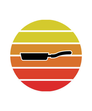 Cooking Retro Sunset Design template. Vector design template for logo, badges, t-shirt, POD and book cover. Isolated white background.のイラスト素材