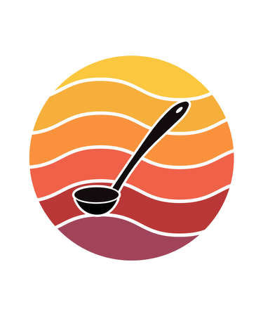 Cooking Retro Sunset Design template. Vector design template for logo, badges, t-shirt, POD and book cover. Isolated white background.のイラスト素材