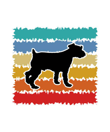 Dog Retro Sunset Design template. Vector design template for logo, badges, t-shirt, POD and book cover. Isolated white background.のイラスト素材