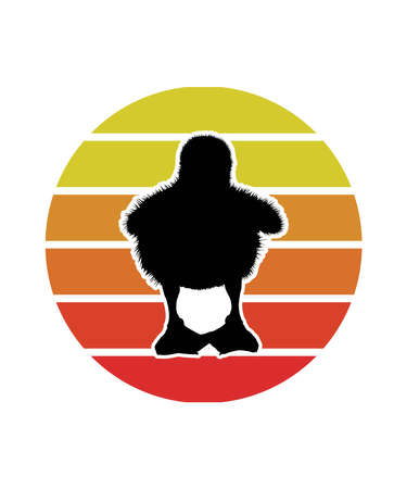 Duck Retro Sunset Design template. Vector design template for logo, badges, t-shirt, POD and book cover. Isolated white background.のイラスト素材
