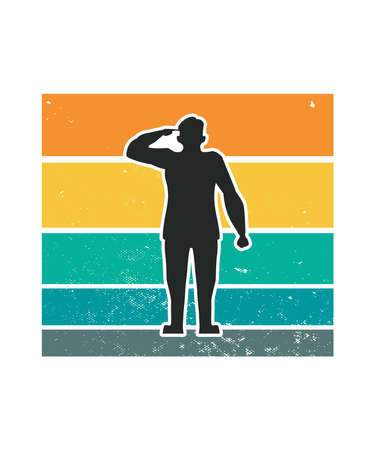 Military Retro Sunset Design template. Vector design template for logo, badges, t-shirt, POD and book cover. Isolated white background.のイラスト素材