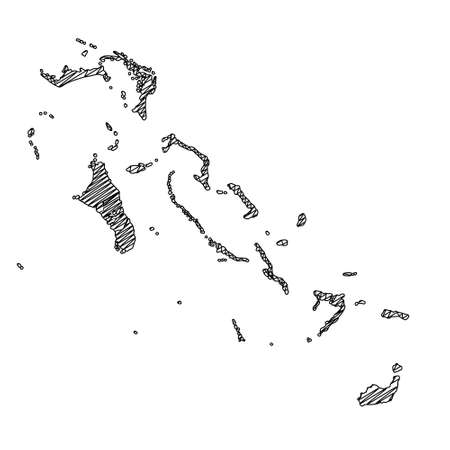Scribble style The Bahamas map design. Vector Illustrationのイラスト素材