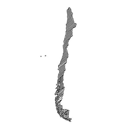 Scribble style Chile map design. Vector Illustrationのイラスト素材