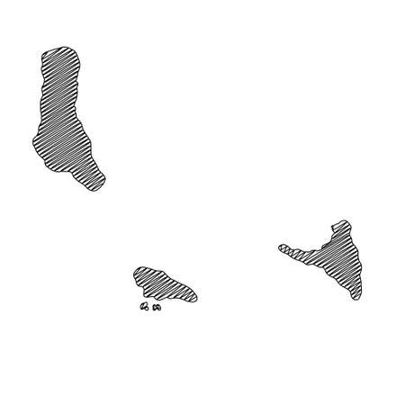 Scribble style Comoros map design. Vector Illustrationのイラスト素材