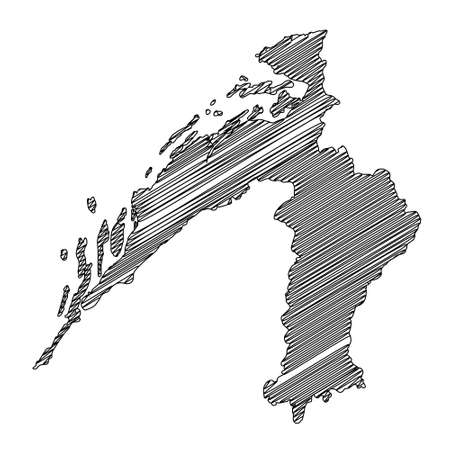Scribble style Croatia map design. Vector Illustrationのイラスト素材