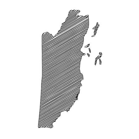 Scribble style Belize map design. Vector Illustrationのイラスト素材