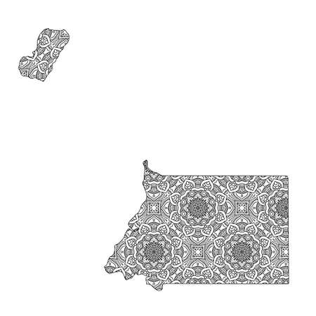 Equatorial Guinea map with mandala Design. Vector Illustrationのイラスト素材