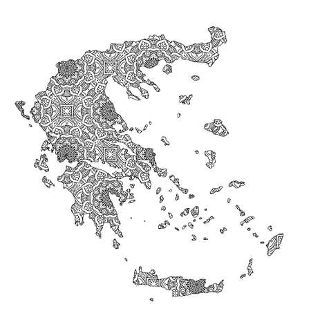 Greece map with mandala Design. Vector Illustrationのイラスト素材