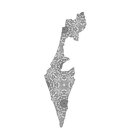 Israel map with mandala Design. Vector Illustrationのイラスト素材