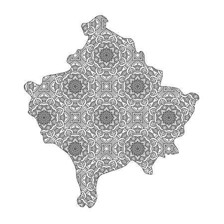 Kosovo map with mandala Design. Vector Illustrationのイラスト素材