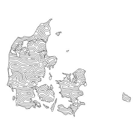 Abstract topographic style Denmark map design. Vector Illustrationのイラスト素材