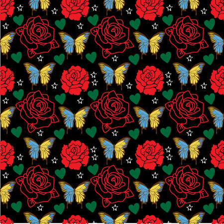 Butterfly Seamless Pattern Design . Vector Illustration.のイラスト素材