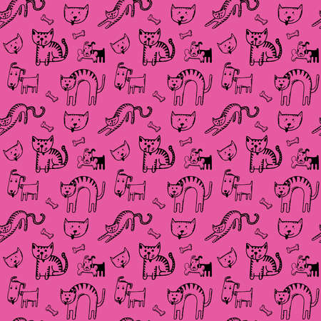Cats Seamless Pattern Design . Vector Illustration.のイラスト素材