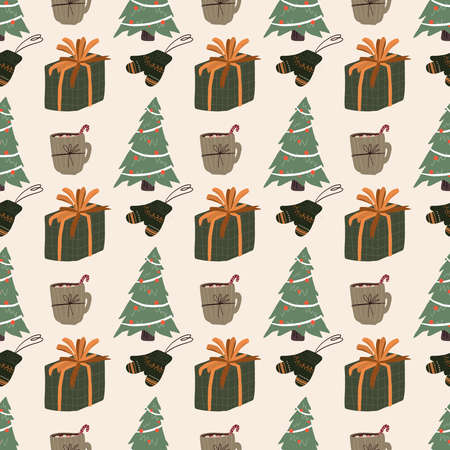 Christmas Seamless Pattern Design. Vector Illustration.のイラスト素材