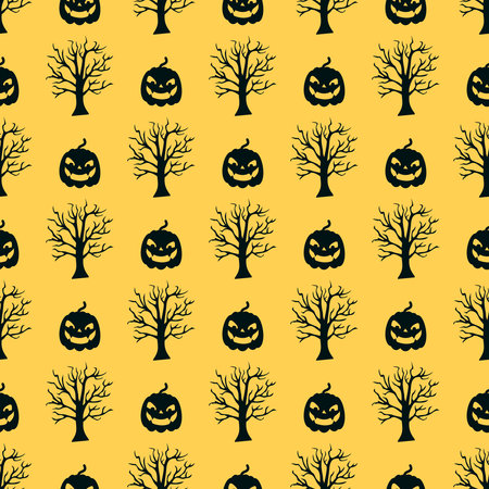 Halloween Seamless Pattern Design. Vector Illustration.のイラスト素材