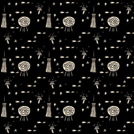 halloween Seamless Pattern Design . Vector Illustration.