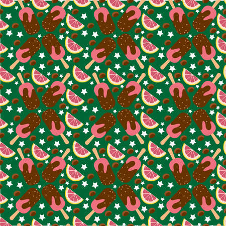 ice Cream Seamless Pattern Design Vector Illustration.のイラスト素材