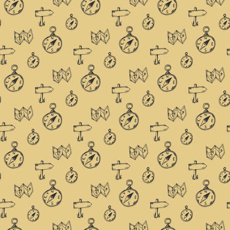 Map and navigation Seamless Pattern Design. Vector Illustration.のイラスト素材