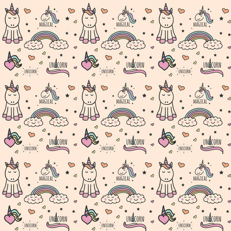 unicorn Seamless Pattern Design. Vector Illustration.のイラスト素材