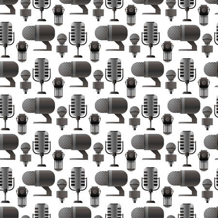 Podcast Seamless Pattern Design. Vector Illustration.のイラスト素材