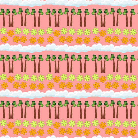 Tree Seamless Pattern Design. Vector Illustration.