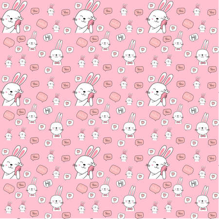 Rabbit Seamless Pattern Design. Vector Illustration.のイラスト素材