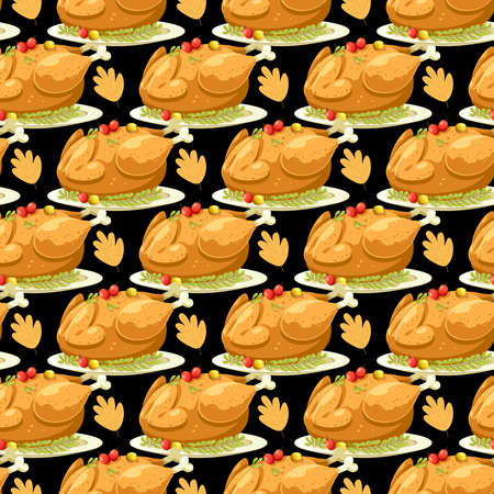 Thanksgiving Seamless Pattern Design. Vector illustrationのイラスト素材