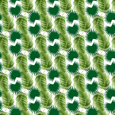 tropical monstera coconut on white background Seamless Pattern Designのイラスト素材