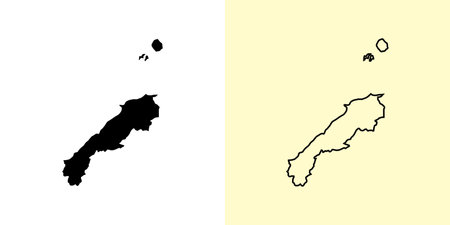 Shimane map, Japan, Asia. Filled and outline map designs. Vector illustrationのイラスト素材