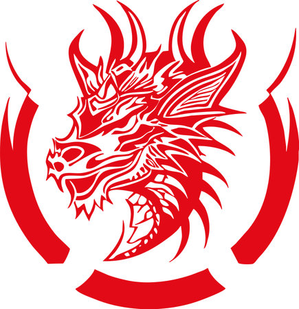 Dragon head - vector illustration ready for vinyl cutting. This image is a vector file.のイラスト素材