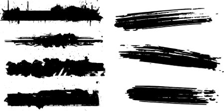 Set of black grunge brush strokes isolated on a white background.のイラスト素材