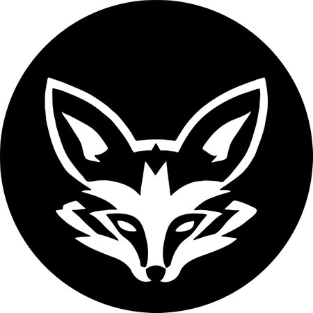fox head in black circle isolated on white background, vector illustration.のイラスト素材