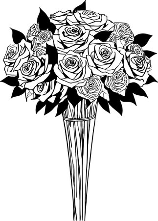 Bouquet of roses.Vector illustration ready for vinyl cutting.のイラスト素材