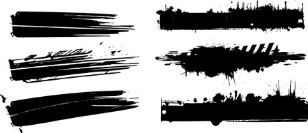 Set of black grunge paint brush strokes isolated on white background. Vector illustration.のイラスト素材