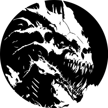 Dinosaur Skull.Vector illustration ready for vinyl cutting on white background.のイラスト素材