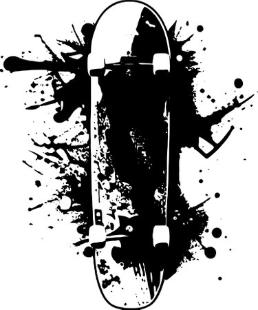 Skateboard on a grunge background.Vector illustration ready for vinyl cutting.のイラスト素材
